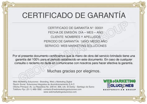 crear un certificado de garantia de calidad